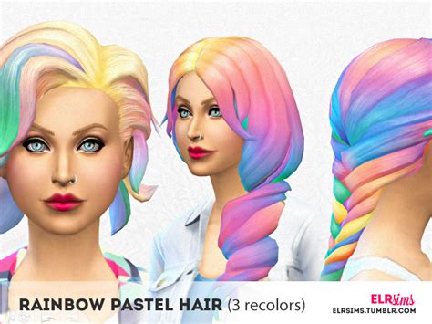 Elrsims Elr Sims Rainbow Pastel Hair 3 Non Default Recolors
