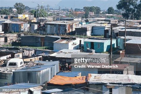 South Africa Cape Town Nyanga Township Shacks Elevated View High Res