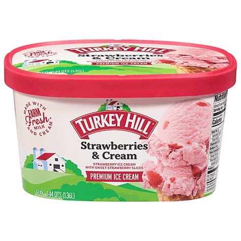 Turkey Hill Ice Cream Strawberries Cream Premium Qt Ice