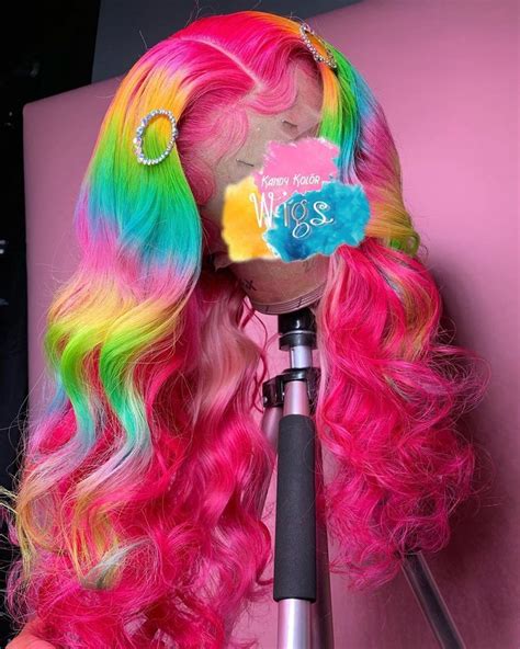 Rainbow Wig Wig Hairstyles Lace Hair Pretty Hair Color