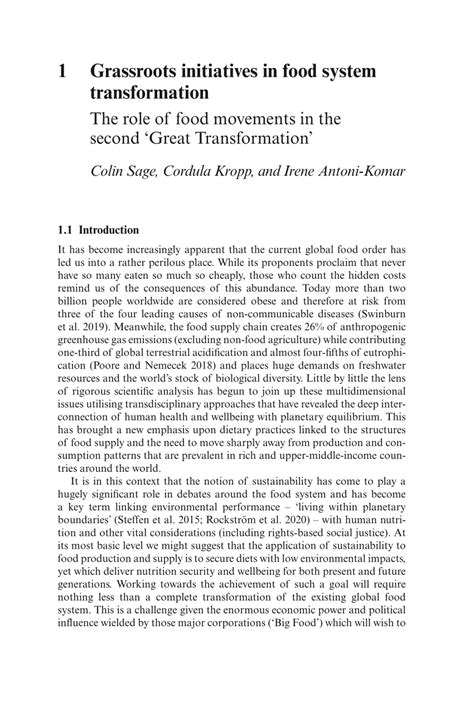 Pdf Grassroots Initiatives In Food System Transformation The Role Of