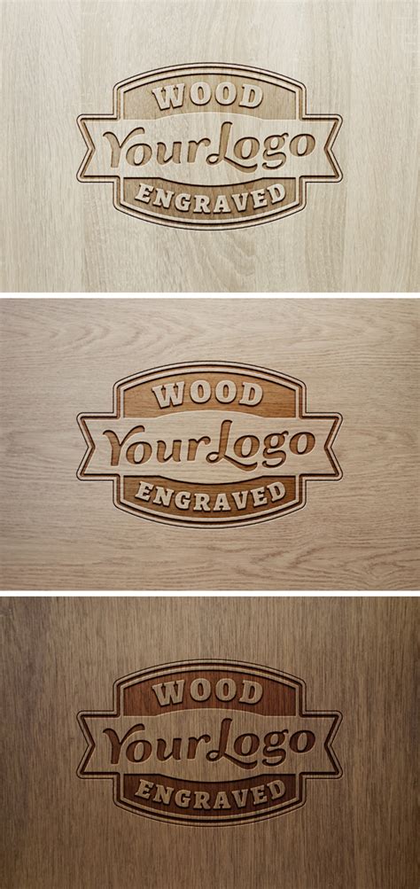 Wood Engraved Logo Mockup 2 Graphicburger