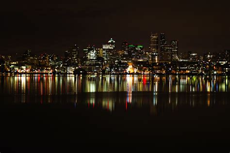 Free Picture Lights Night City Reflection Sea Water