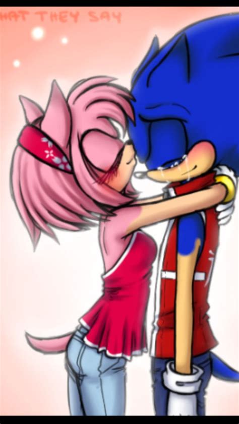 Sonamy Kissing Sonic And Amy Sonic Sonic Art