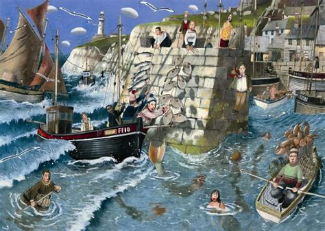 Richard Adams Harbour Wall Best Jigsaw Maritime Art Red Art Print