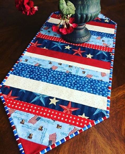 Patriotic Quilted Table Runner Fourth of July Patriotic | Etsy