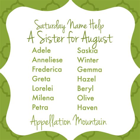 Name Help A Sister For Auggie Appellation Mountain