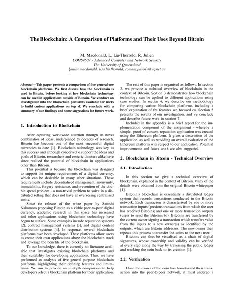 9 downloads 119 views 186kb size. (PDF) The Blockchain: A Comparison of Platforms and Their Uses Beyond Bitcoin
