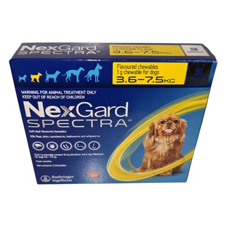 Nexgard Spectra Dog 36 75kg 3x Dose Pack Dog Fleaworm Pet