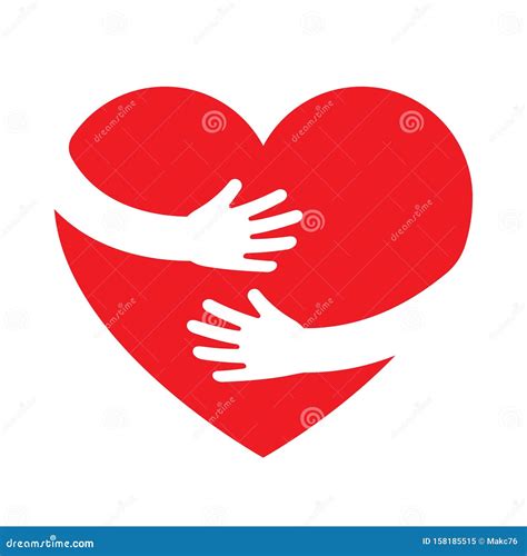 Hands Embracing Red Heart With Love Stock Vector Illustration Of Cute