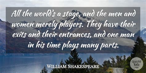 William Shakespeare All The Worlds A Stage And The Men And Women Merely Quotetab