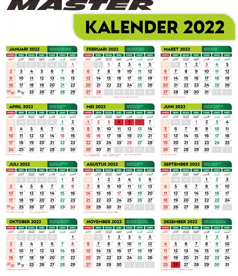 Download Kalender 2022 Indonesia Tanggal Hijriyah Dan Jawa Format