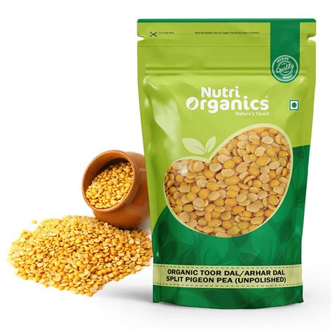 Nutri Organics Certified Organic Unpolished Toor Dal Arhar Dal 1kg
