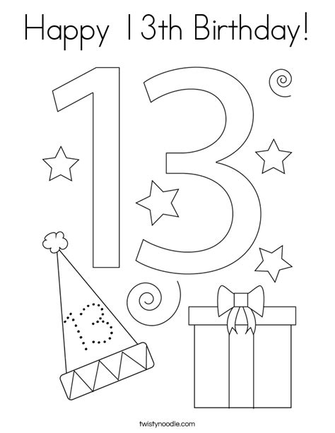 13th birthday coloring pages coloring pages