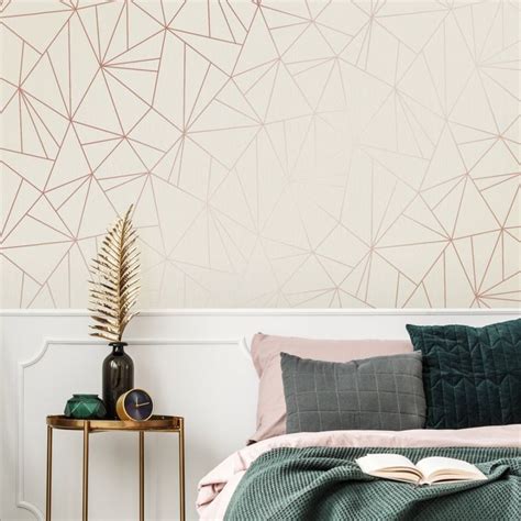 Henderson Interiors Camden Apex Glitter Wallpaper Rose Gold Wallpaper