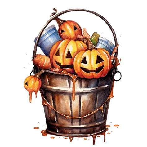 Premium Ai Image There Is A Bucket Full Of Halloween Pumpkins With A