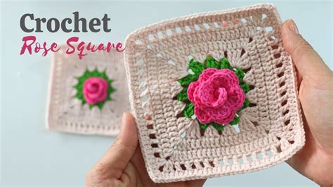 Crochet Simple Rose Square Motif Youtube