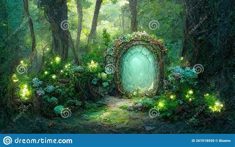 Fantasy Magic Portal In Mystic Fairy Tale Forest Fairy Door To The
