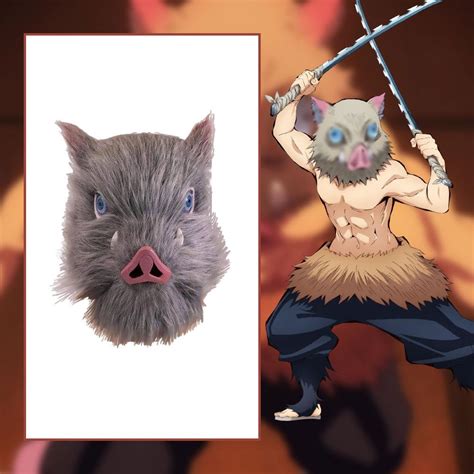 Xcoser Demon Slayer Inosuke Hashibira Grey Boar Mask Latex Anime