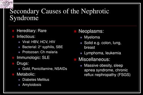 Ppt Secondary Causes Of The Nephrotic Syndrome