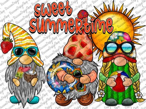 Summer Gnomes Png Summer Sublimation Designhand Drawn Gnomes Etsy Canada