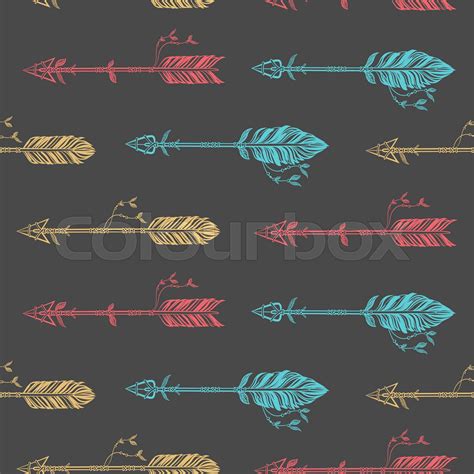 Seamless Pattern With Tribal Arrows Hand Drawn Stock Vector Colourbox
