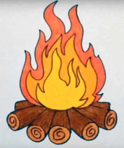 How To Draw Fire Drawing Fire Easy Step By Step Bon Fire Drawings Images