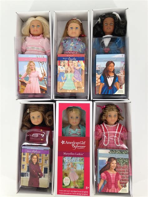 lot 6 boxed mini american girl historical dolls with their own story book including rebecca