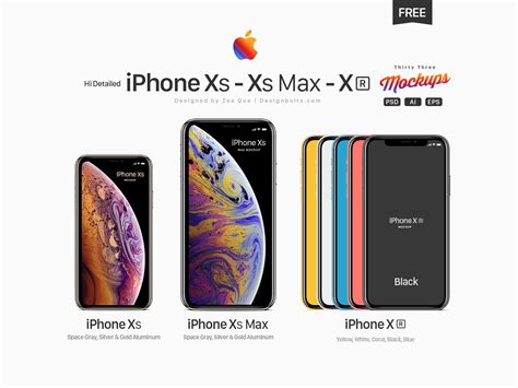 Free Apple Iphone Xs Xs Max Xr Mockup Psd Ai And Eps By