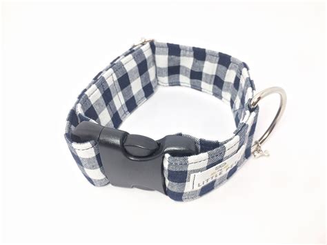 Blue Gingham Dog Collar Navy Gingham Dog Collar Pet Collar Etsy