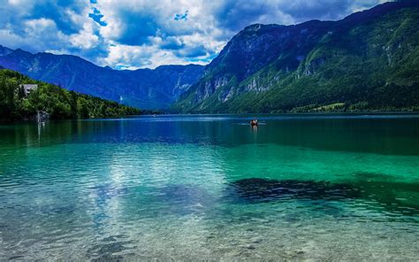 壁紙 スロベニア美しい自然、湖、山、雲、ボート 2560x1600 Hd 無料のデスクトップの背景 画像