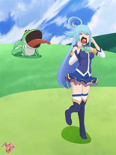 Safebooru Girl Absurdres Aggro Viking Aqua Konosuba Aqua Eyes Aqua Hair Boots Curvy Frog