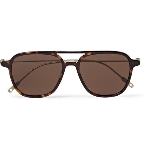 Montblanc Navigator Aviator Style Tortoiseshell Acetate And Gold Tone Sunglasses Brown Montblanc
