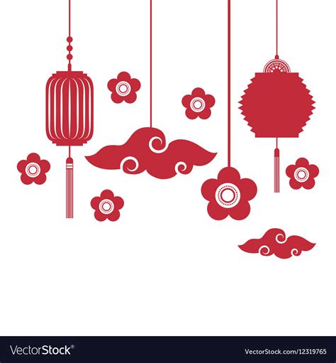 Chinese Lanterns Decorations Royalty Free Vector Image