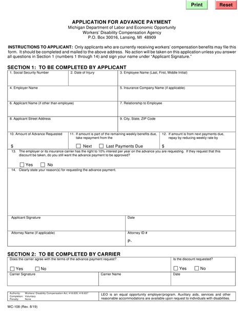 Form Wc 108 Fill Out Sign Online And Download Fillable Pdf Michigan
