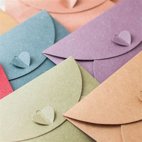 Heart Kraft Envelopes Setenvelopes With Love Heart Etsy
