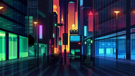 Neon Alleyway Created By Romain Trystram In Affinity Designer City