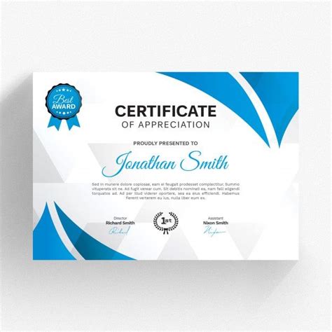 Premium Psd Modern Certificate Template With Blue Details