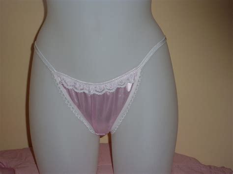 Shiny Satin Tanga String Bikini Brief Pink Blue Ivory Lace Sizes Xs Xxl Ebay
