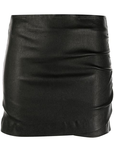 Sprwmn Ruched Mini Leather Skirt Farfetch