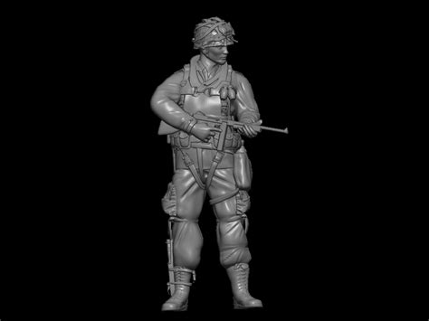 Stl File Ww2 Paratrooper With Thompson Submachine Gun・3d Printer Design