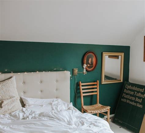 Dark Green Accent Wall With Neutral Bedroom Design Bedroomgoals