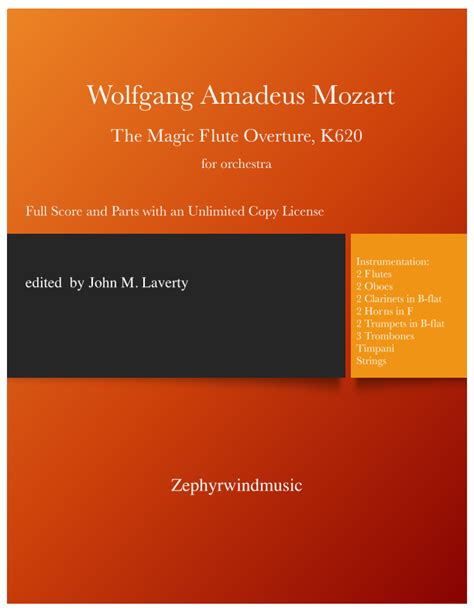 The Magic Flute Overture Sheet Music Wolfgang Amadeus Mozart Full
