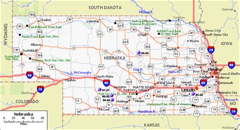 Nebraska State Map With Cities And Towns