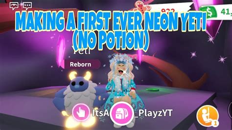 Making A First Ever Neon Yeti No Potion In Adopt Me Roblox Youtube