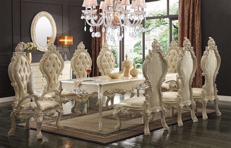 Luxury Ivory Wood Dining Room Set 7 Pcs Traditional Homey Design Hd