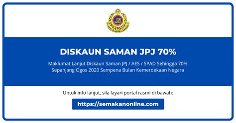 За индивидуални клиенти на обб, които нямат регистрация за онлайн банкиране. Diskaun Saman JPJ / AES / SPAD 70% Dilanjutkan September 2020