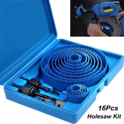 hight quality 16pc carbon steel holesaw set circle wood round cutter hole saw drill bits 19