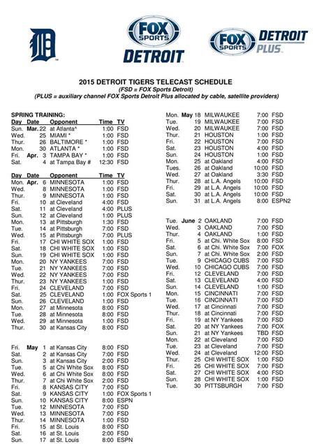 Detroit Tigers Tv Schedule Examples And Forms
