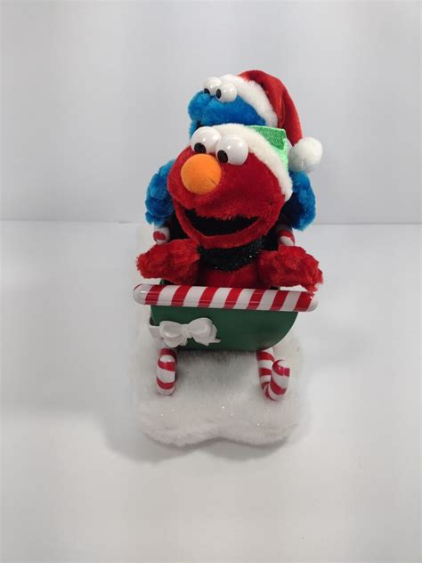 Gemmy Christmas Sesame Street Singing Animatronic Cookie Monster And Elmo